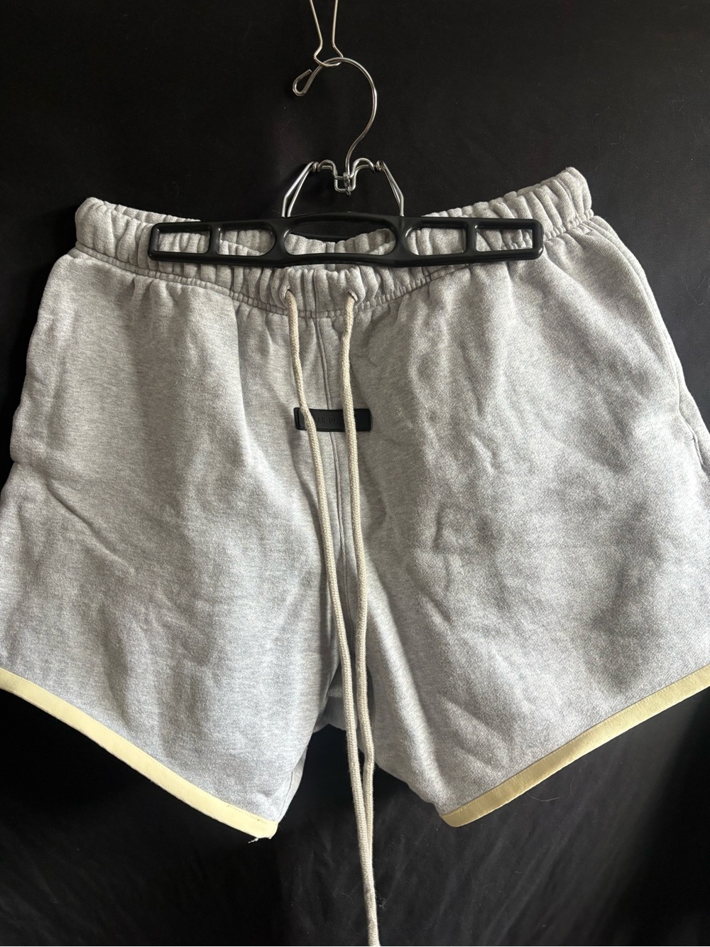Fear of God Men's Light Gray Athletic Shorts with Cream Trim